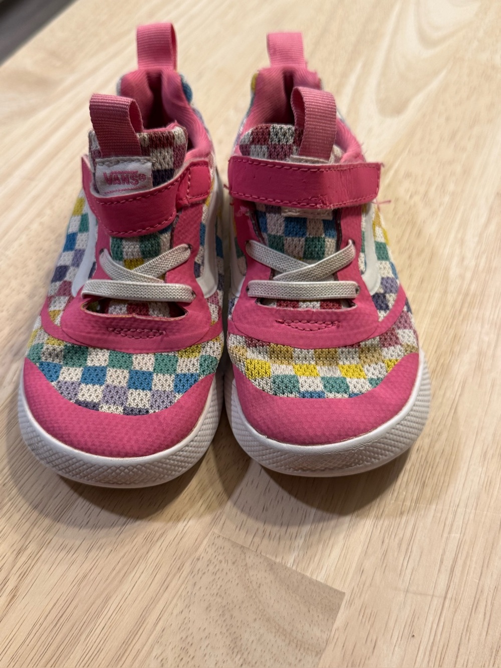 Vans Kids Pink Multicolor Checker Slip-On Sneakers
